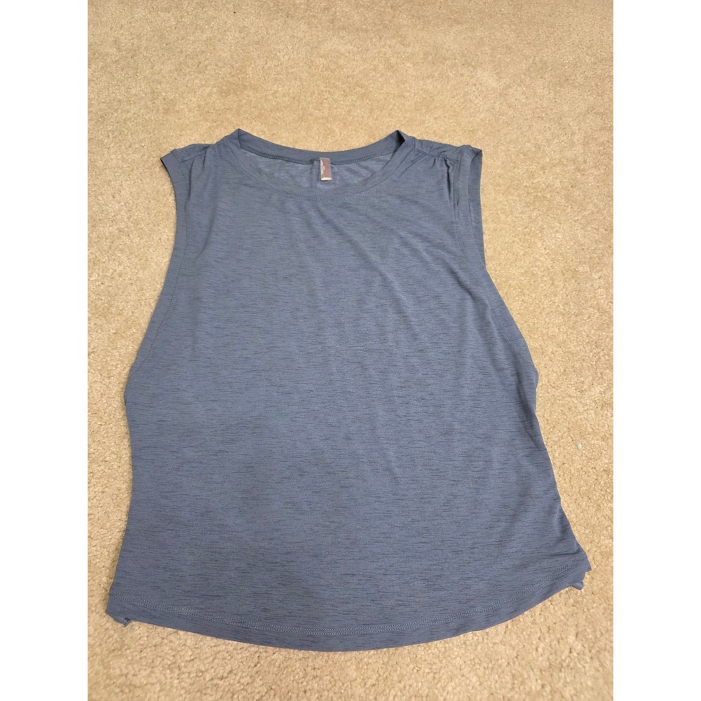 Free People FP Movement Womens XL Blue Heathered Muscle Tank Top Bungee Hem